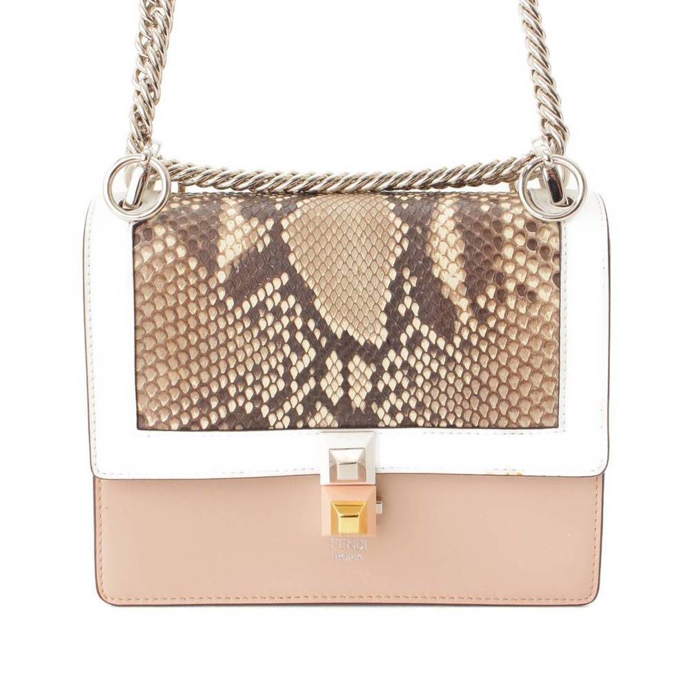 Fendi White Bag Canai Pink Shoulder Python Mini X - image 1
